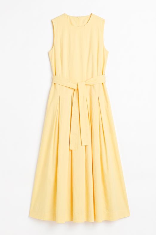 Pileli Coton Midi Elbise