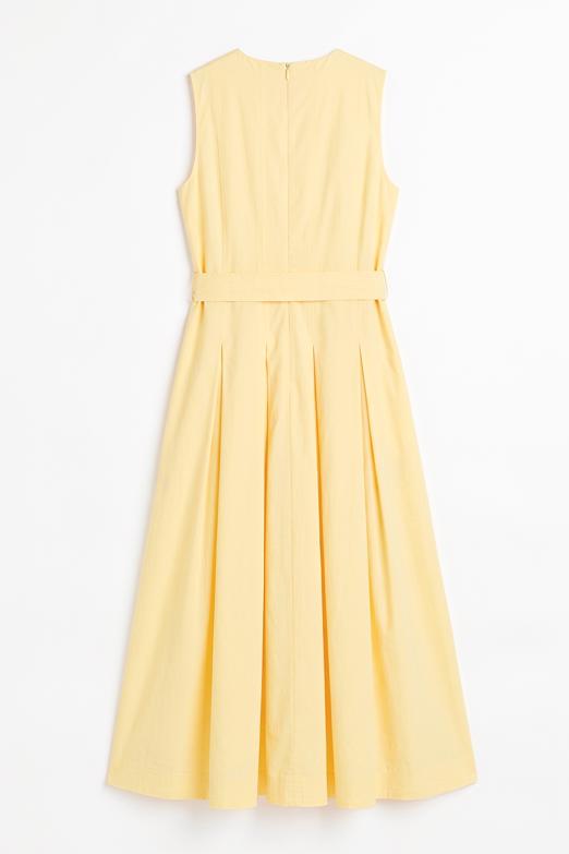 Pileli Coton Midi Elbise