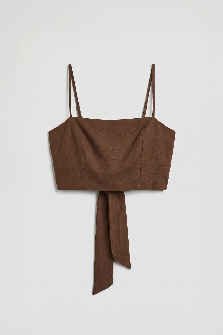 Bayan Kahverengi Keten Arkadan Bağlamalı Bustiyer