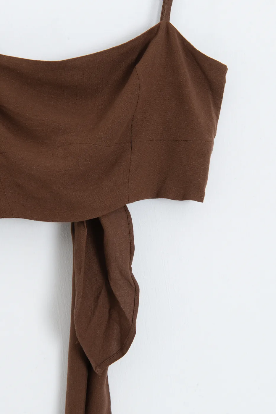 Bayan Kahverengi Keten Arkadan Bağlamalı Bustiyer