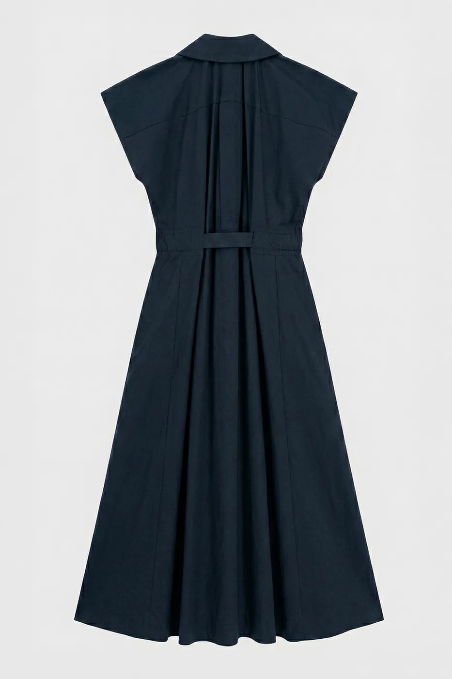 Bayan Lacivert Pileli Maksi Cotton Elbise