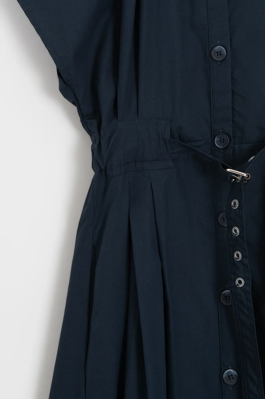 Bayan Lacivert Pileli Maksi Cotton Elbise