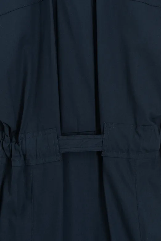 Bayan Lacivert Pileli Maksi Cotton Elbise - BSL