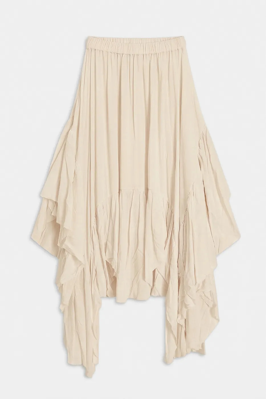 Bayan Bej Mendil Etek Detaylı Midi Etek