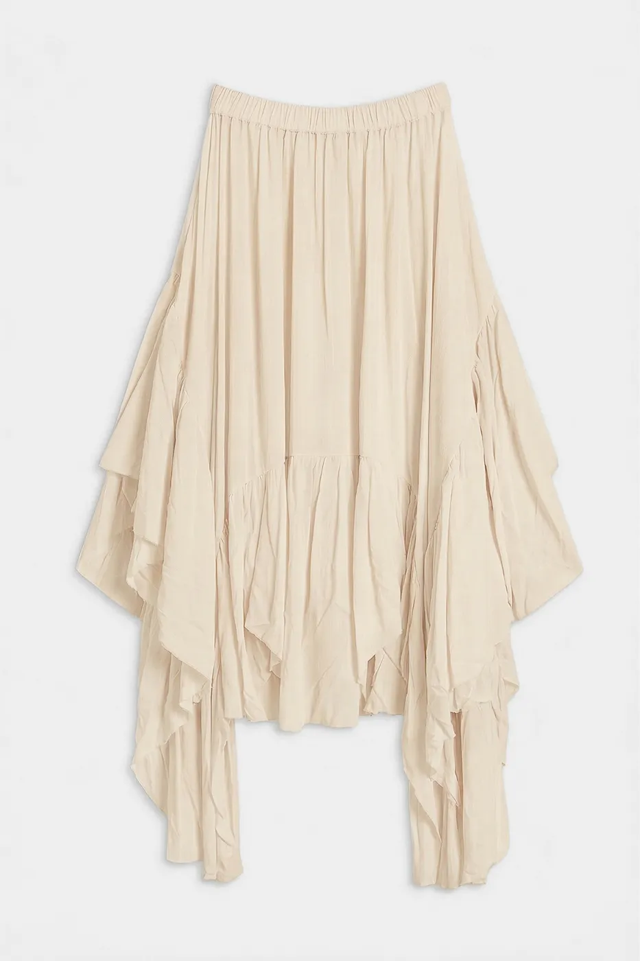 Bayan Bej Mendil Etek Detaylı Midi Etek