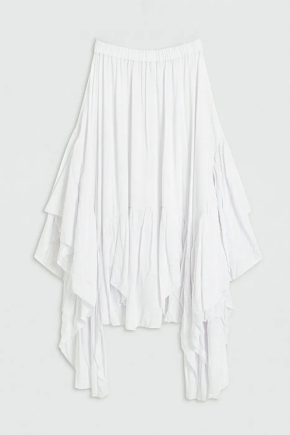 Bayan Beyaz Mendil Etek Detaylı Midi Etek