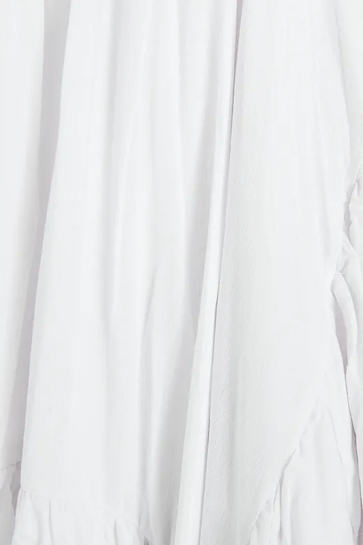 Bayan Beyaz Mendil Etek Detaylı Midi Etek - BSL