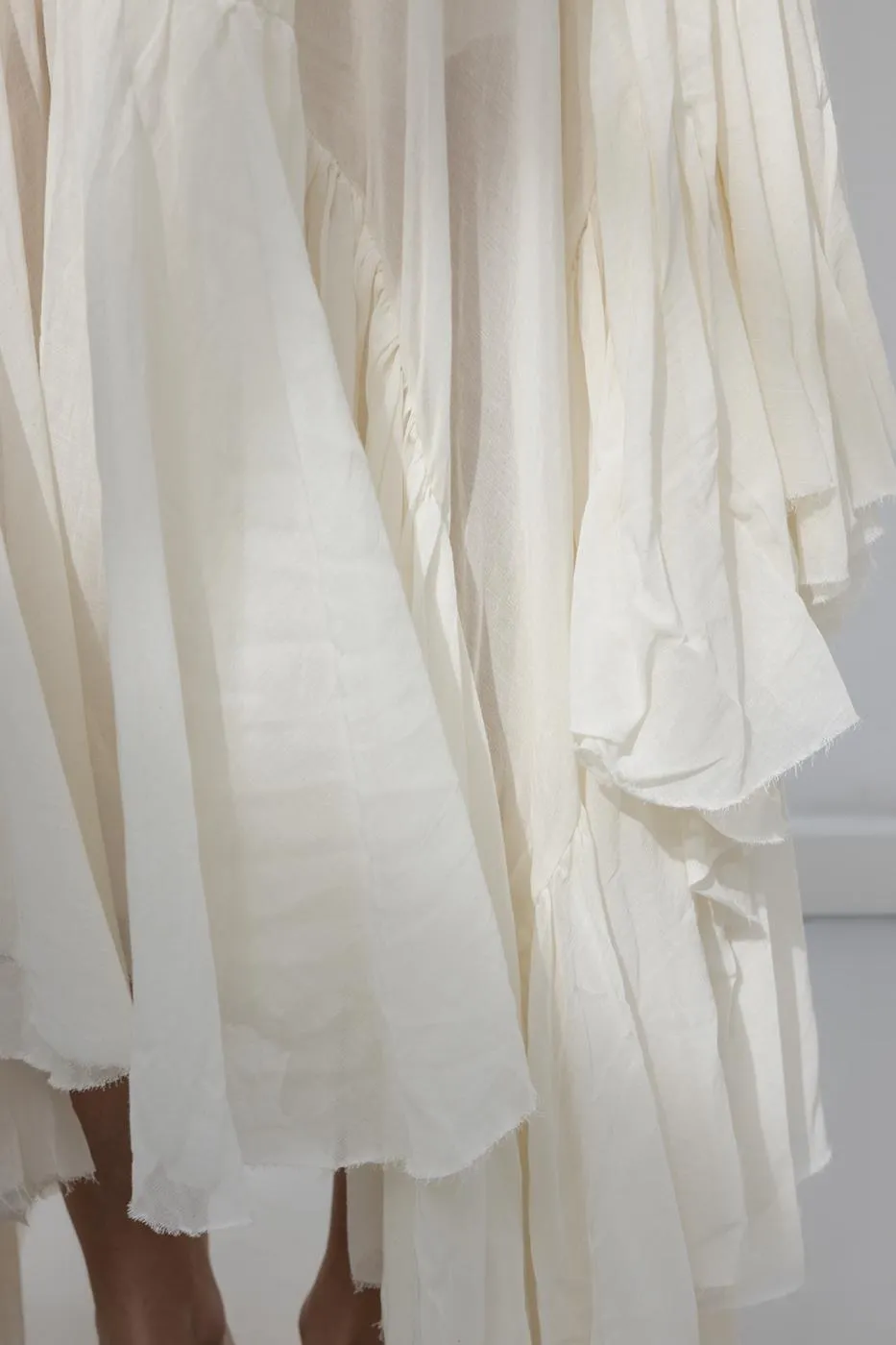 Bayan Ekru Mendil Etek Detaylı Midi Etek