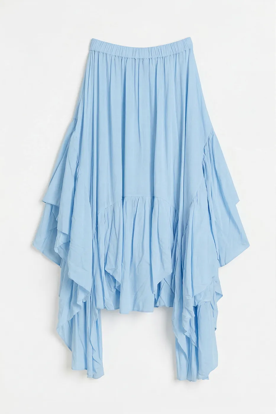 Bayan Mavi Mendil Etek Detaylı Midi Etek