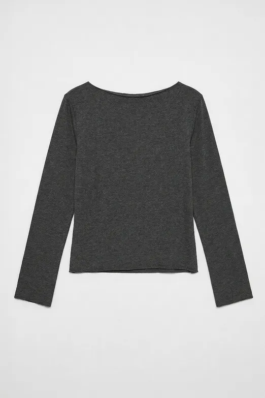 Bayan Antrasit Kayık Yakalı Top - BSL