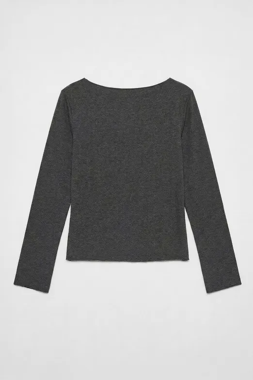 Bayan Antrasit Kayık Yakalı Top - BSL