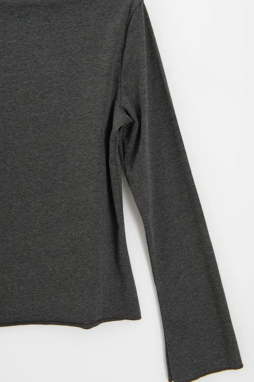 Bayan Antrasit Kayık Yakalı Top - BSL