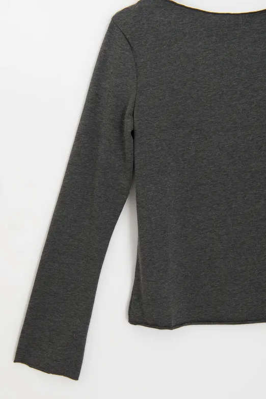 Bayan Antrasit Kayık Yakalı Top - BSL