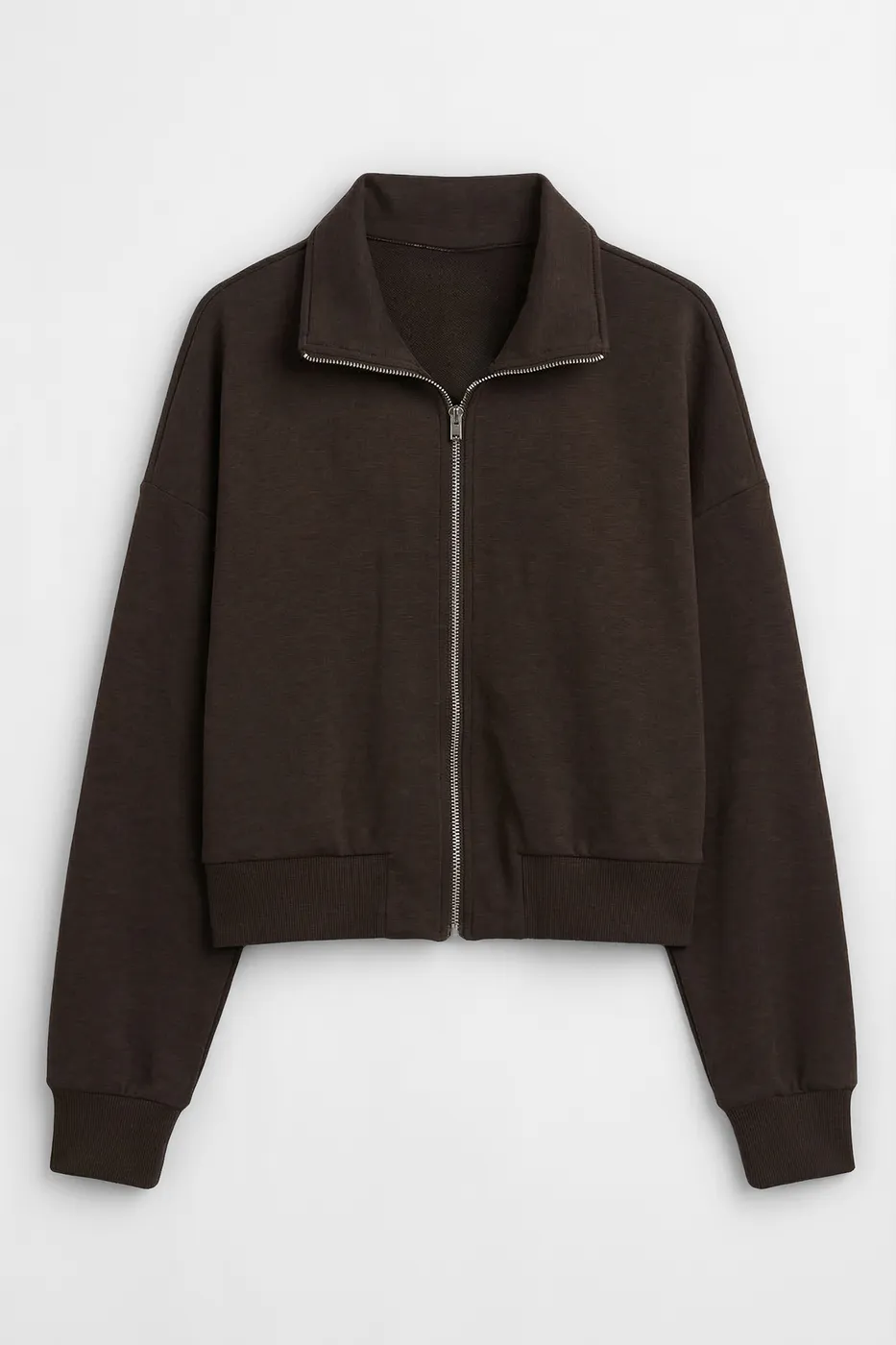 Bayan Kahverengi Fermuarlı Sweatshirt