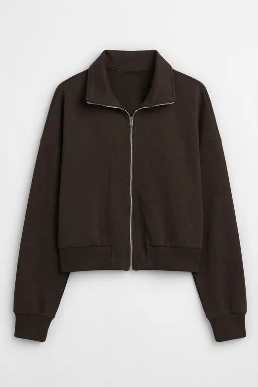 Bayan Kahverengi Fermuarlı Sweatshirt - BSL