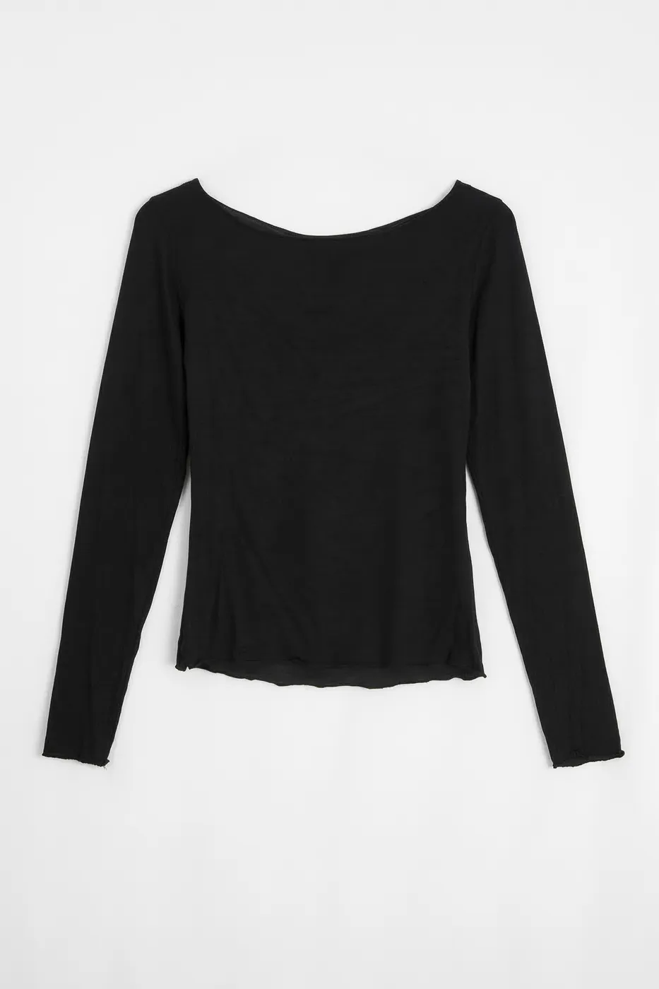 Bayan Siyah Kayık Yakalı Likralı Top