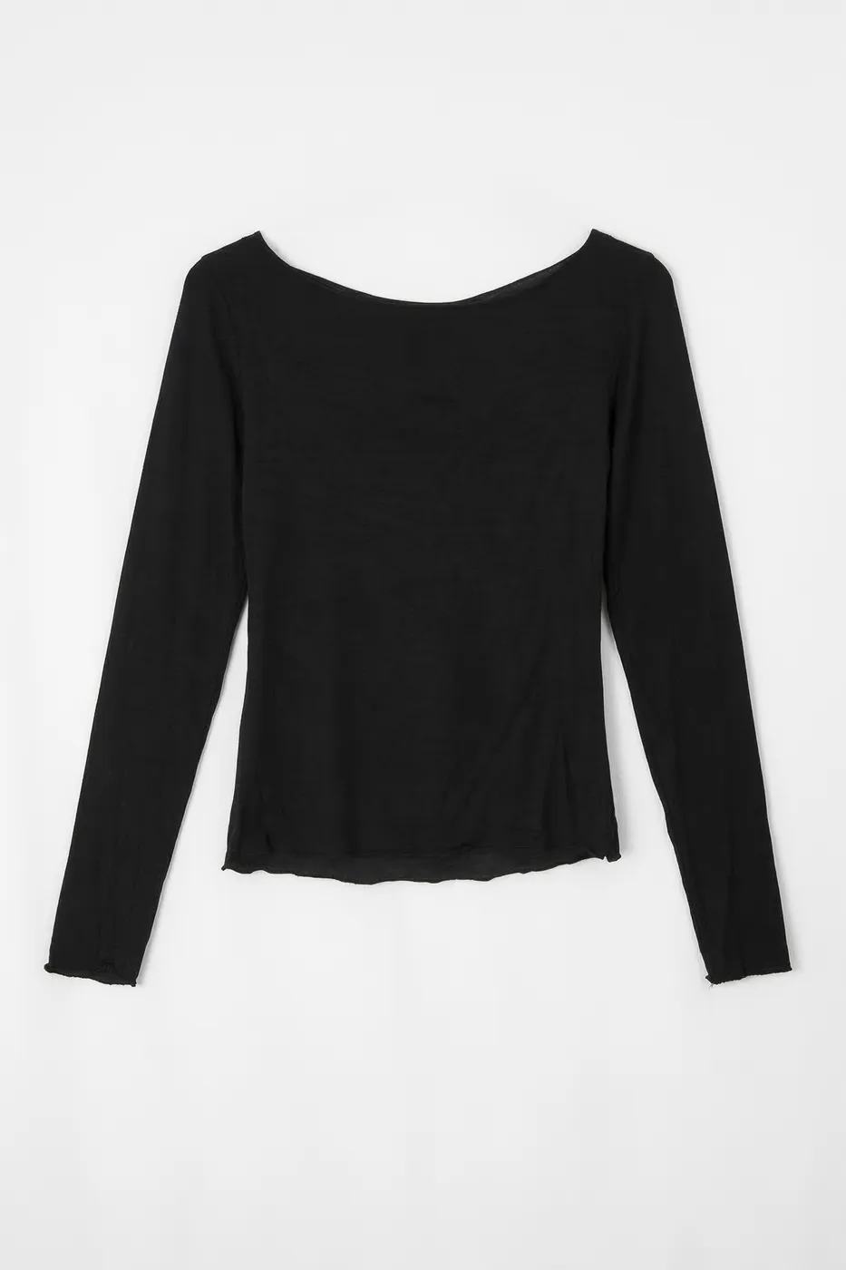 Bayan Siyah Kayık Yakalı Likralı Top