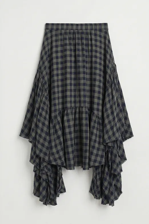 Bayan Yeşil Mendil Etek Detaylı Midi Etek - BSL