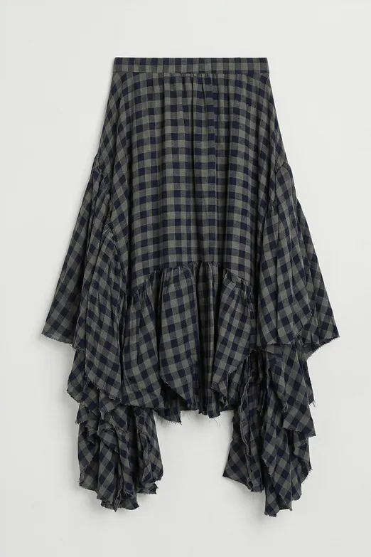 Bayan Yeşil Mendil Etek Detaylı Midi Etek - BSL