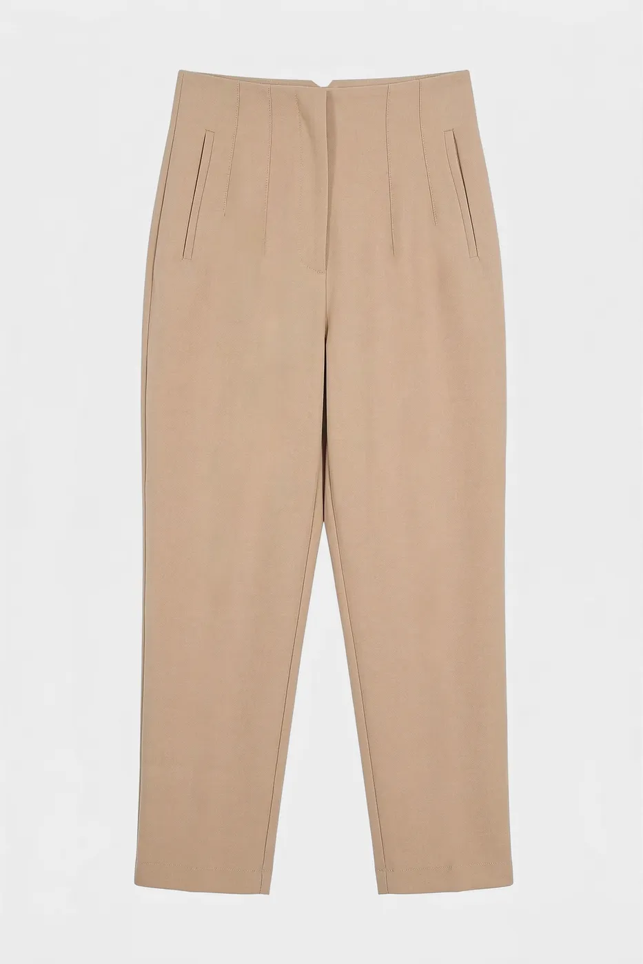 Bayan Bej Yüksek Bel Pensli Cigaretti Pantolon