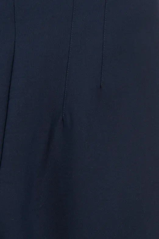 Bayan Lacivert Yüksek Bel Pensli Cigaretti Pantolon - BSL