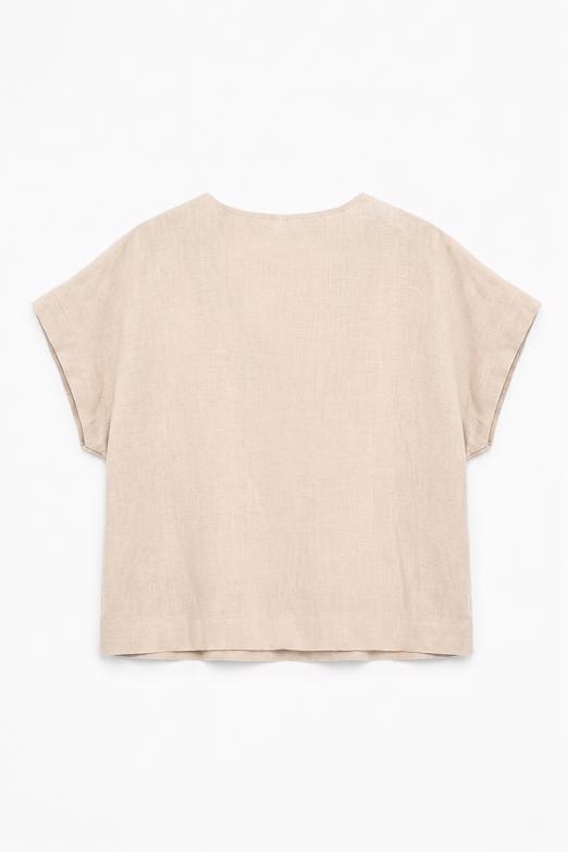 %100 Keten V Yakalı Bluz