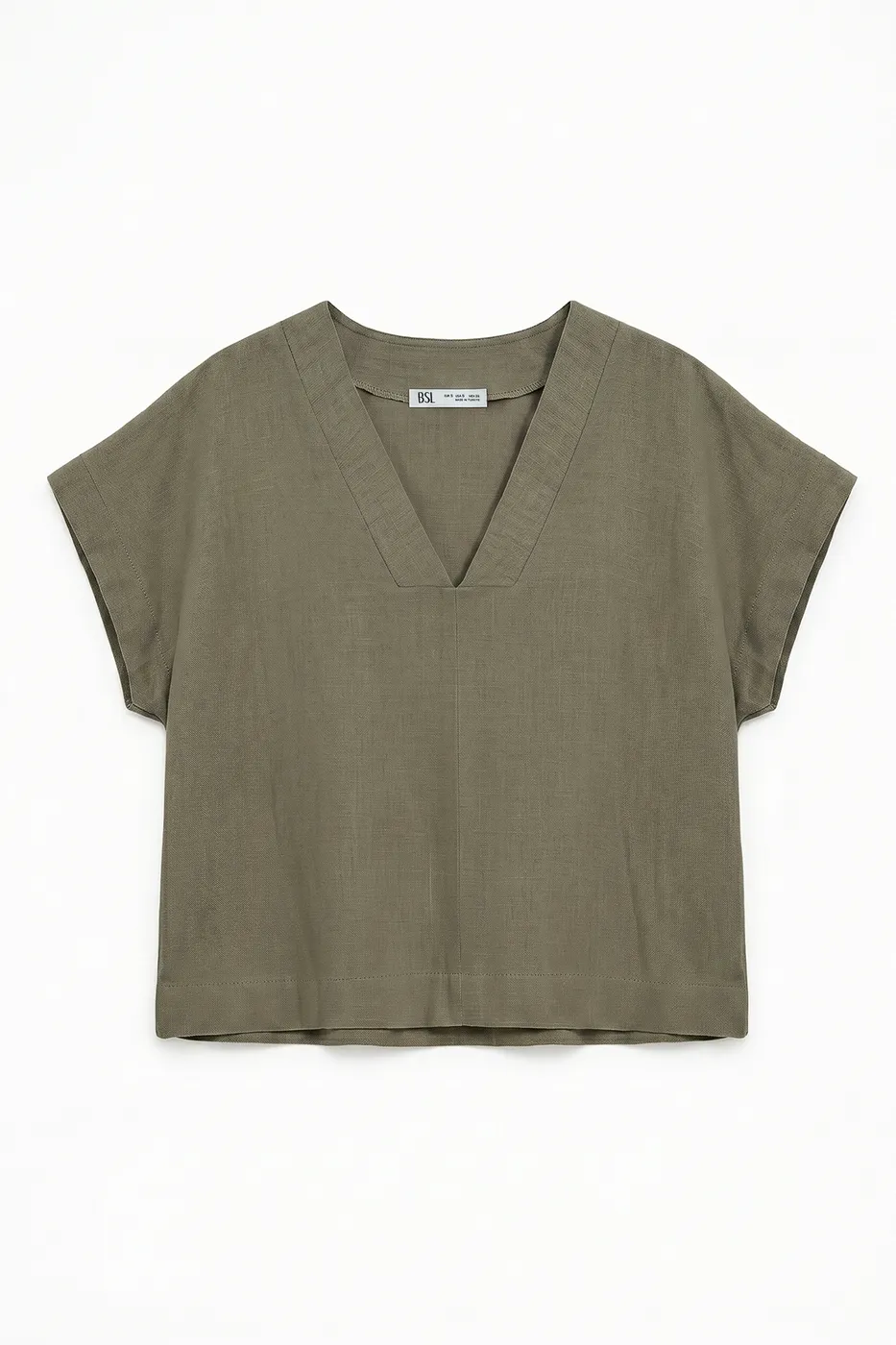 Bayan Haki %100 Keten V Yakalı Bluz