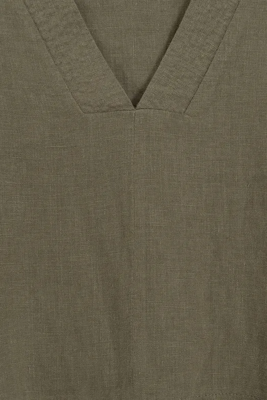 Bayan Haki %100 Keten V Yakalı Bluz - BSL