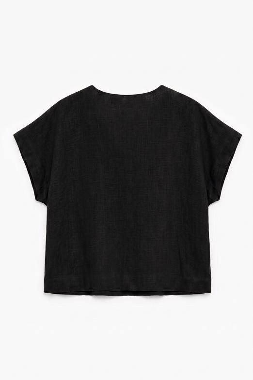 %100 Keten V Yakalı Bluz