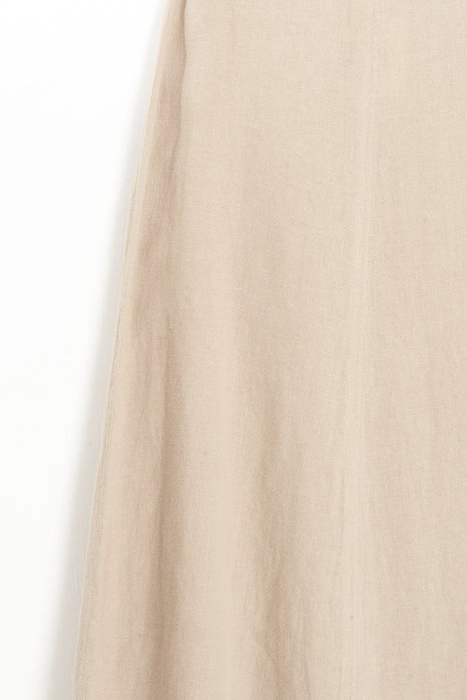 Bayan Bej %100 Keten Volanlı Midi  Etek