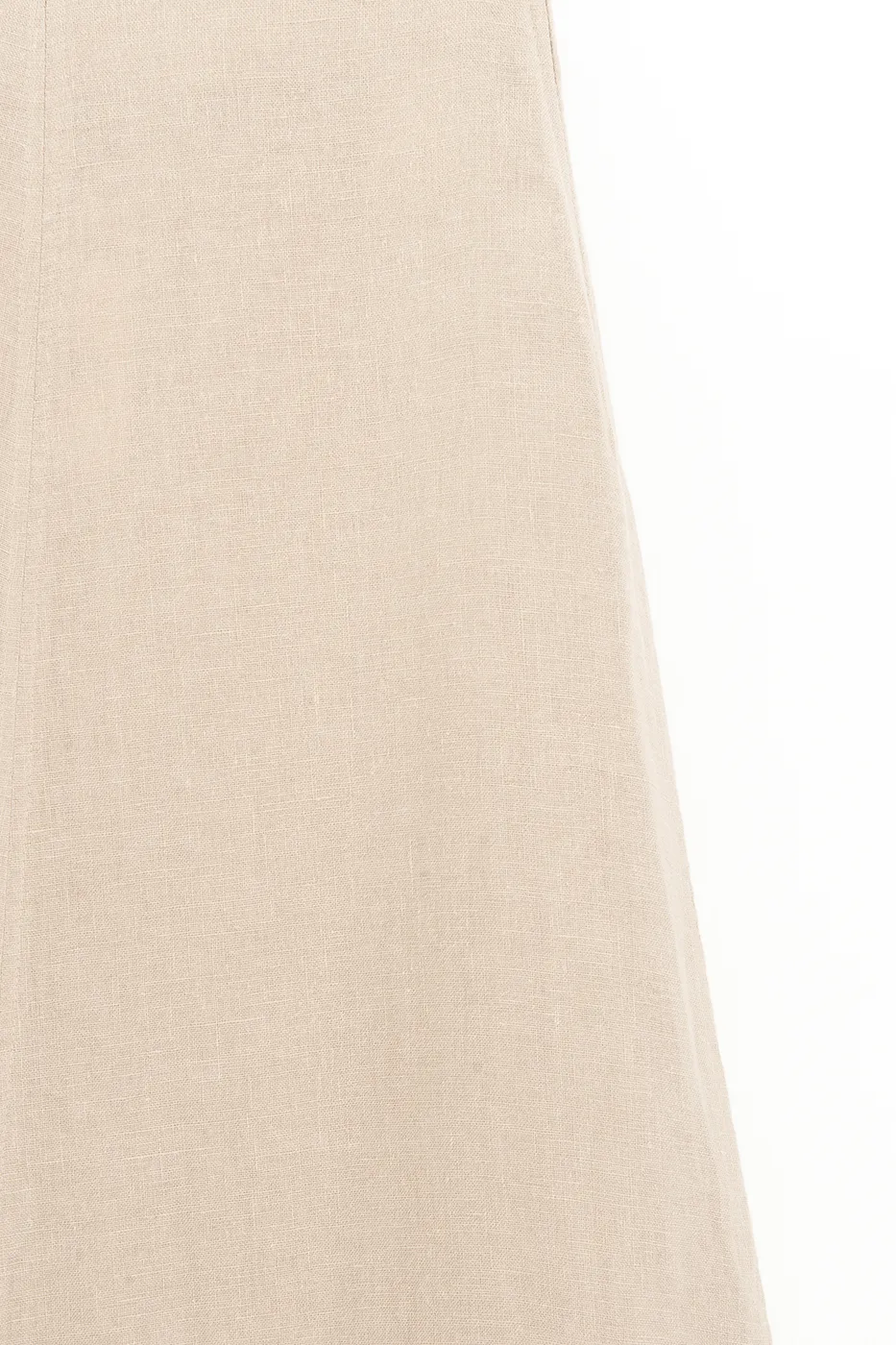 Bayan Bej %100 Keten Volanlı Midi  Etek