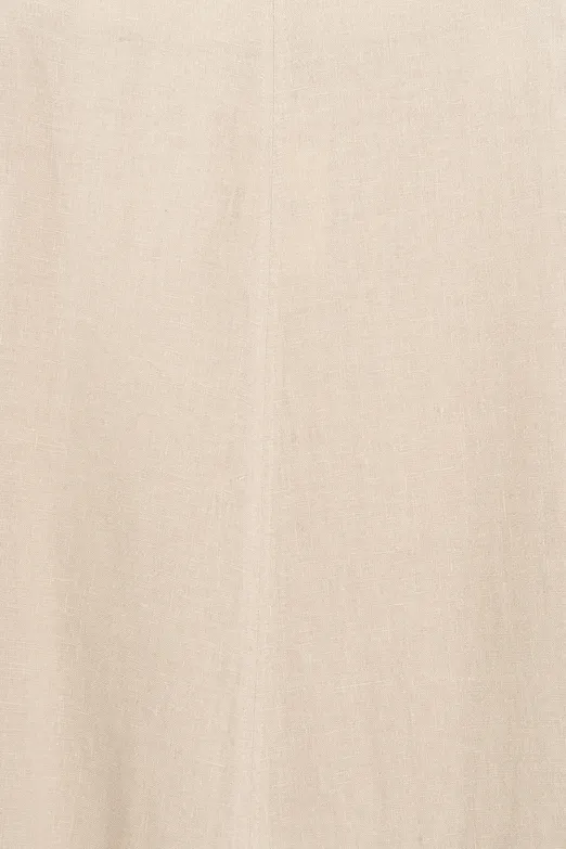 Bayan Bej %100 Keten Volanlı Midi Etek - BSL