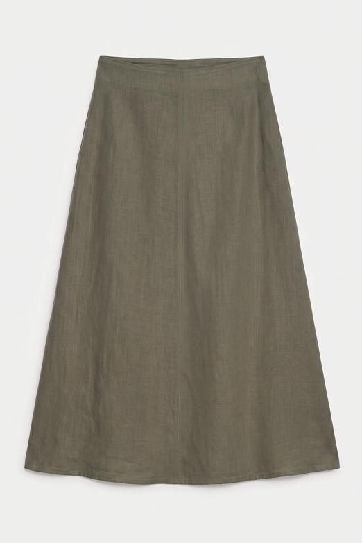 %100 Keten Volanlı Midi  Etek