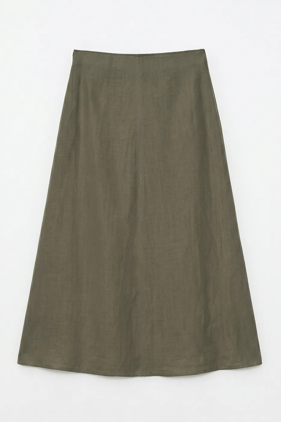 Bayan Haki %100 Keten Volanlı Midi  Etek