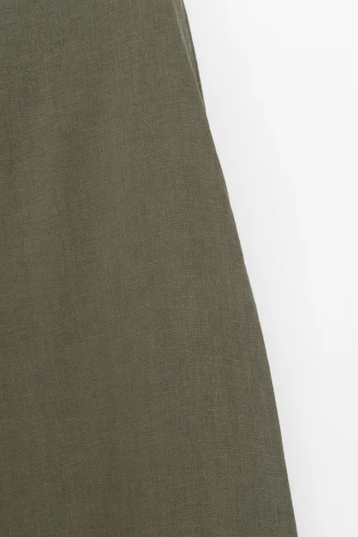 Bayan Haki %100 Keten Volanlı Midi  Etek - BSL