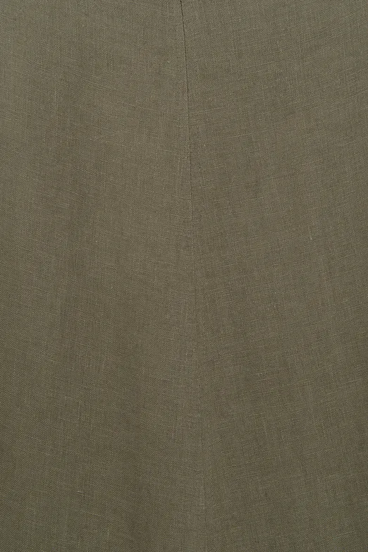 Bayan Haki %100 Keten Volanlı Midi  Etek - BSL