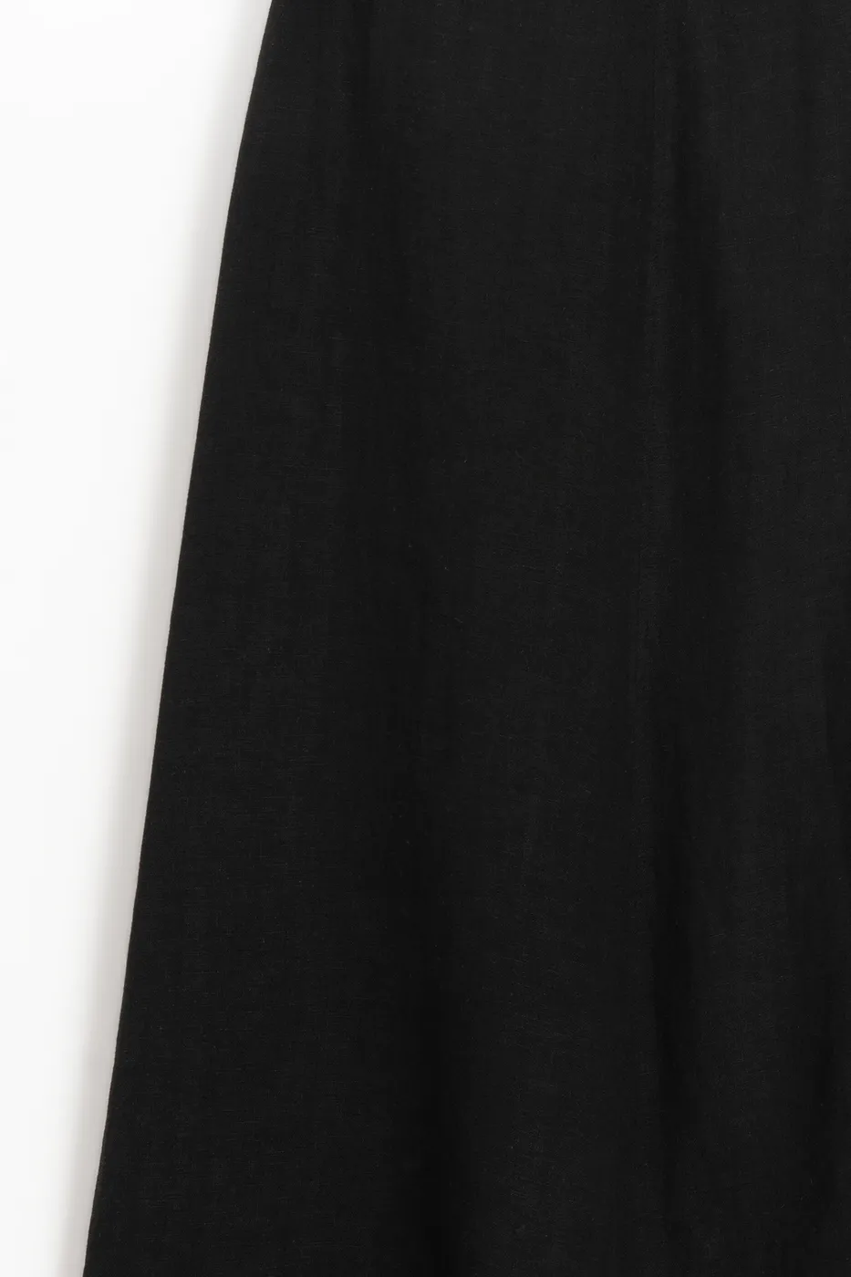 Bayan Siyah %100 Keten Volanlı Midi  Etek