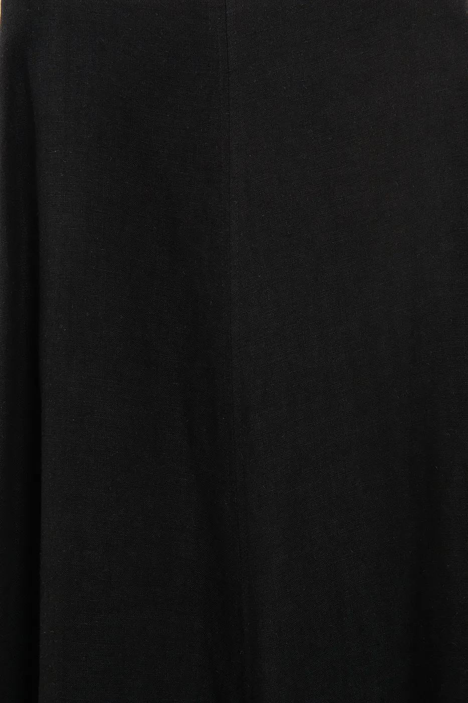 Bayan Siyah %100 Keten Volanlı Midi  Etek