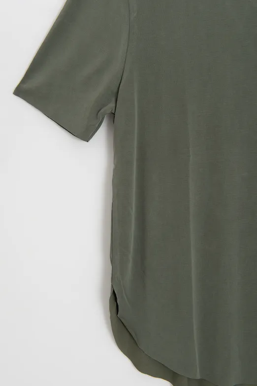 Bayan Haki Cupra Oversize Basic Tshirt - BSL