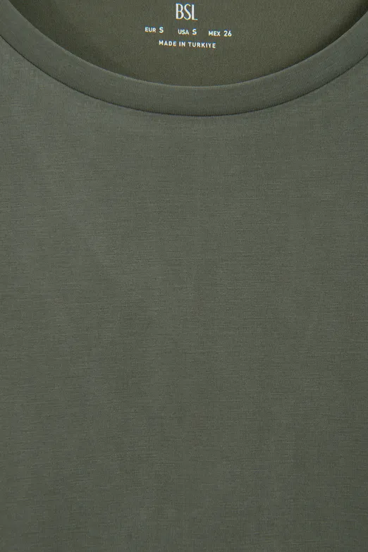 Bayan Haki Cupra Oversize Basic Tshirt - BSL