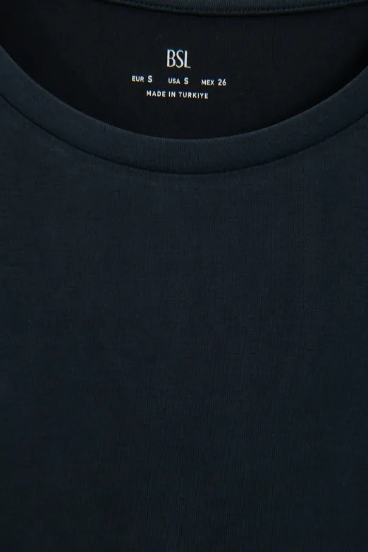 Bayan Lacivert Cupra Oversize Basic Tshirt - BSL