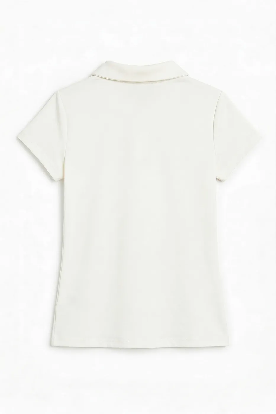 Bayan Beyaz Pola Yakalı Top