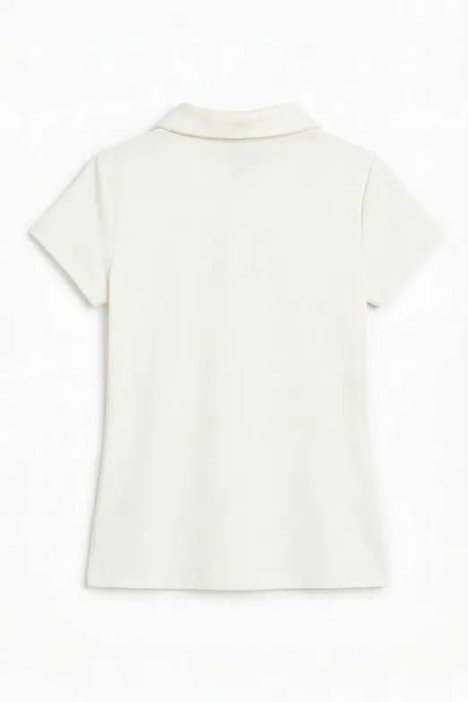 Bayan Beyaz Pola Yakalı Top - BSL