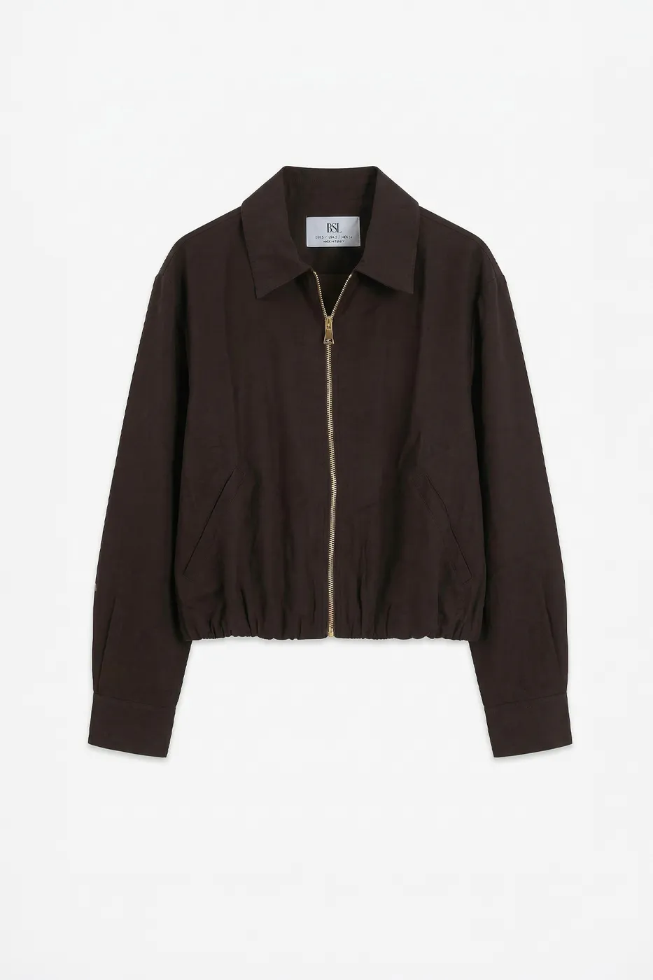 Bayan Kahverengi Tencel Metal Fermuarlı Astarlı Mont Ceket