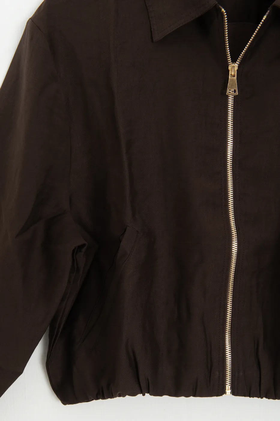 Bayan Kahverengi Tencel Metal Fermuarlı Astarlı Mont Ceket