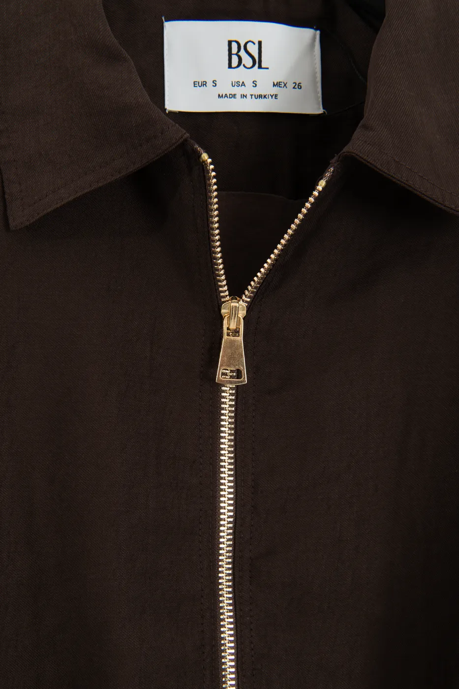 Bayan Kahverengi Tencel Metal Fermuarlı Astarlı Mont Ceket