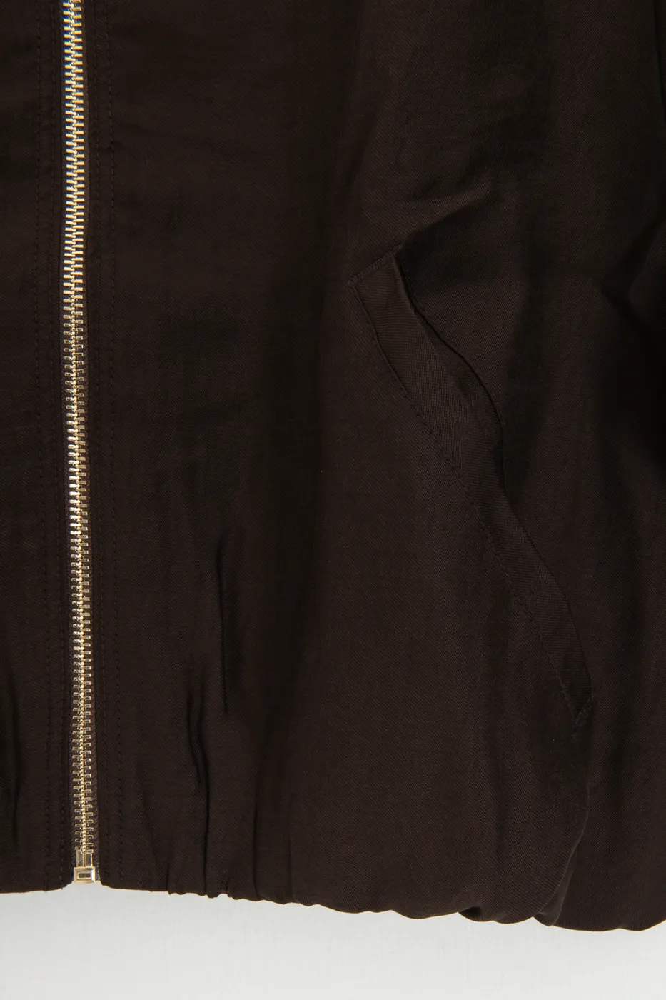 Bayan Kahverengi Tencel Metal Fermuarlı Astarlı Mont Ceket