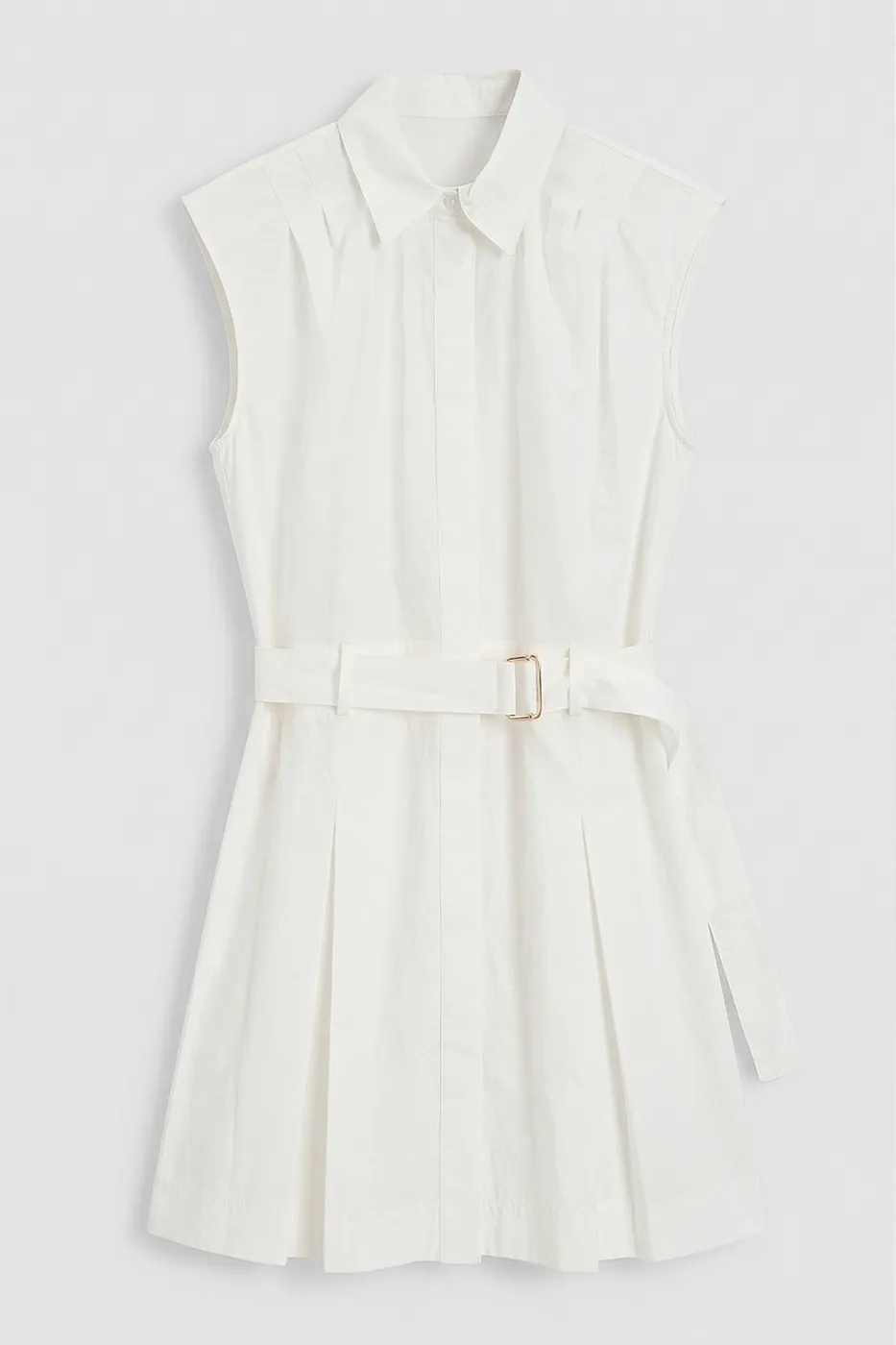 Bayan Ekru %100 Cotton Pileli Mini Gömlek Elbise