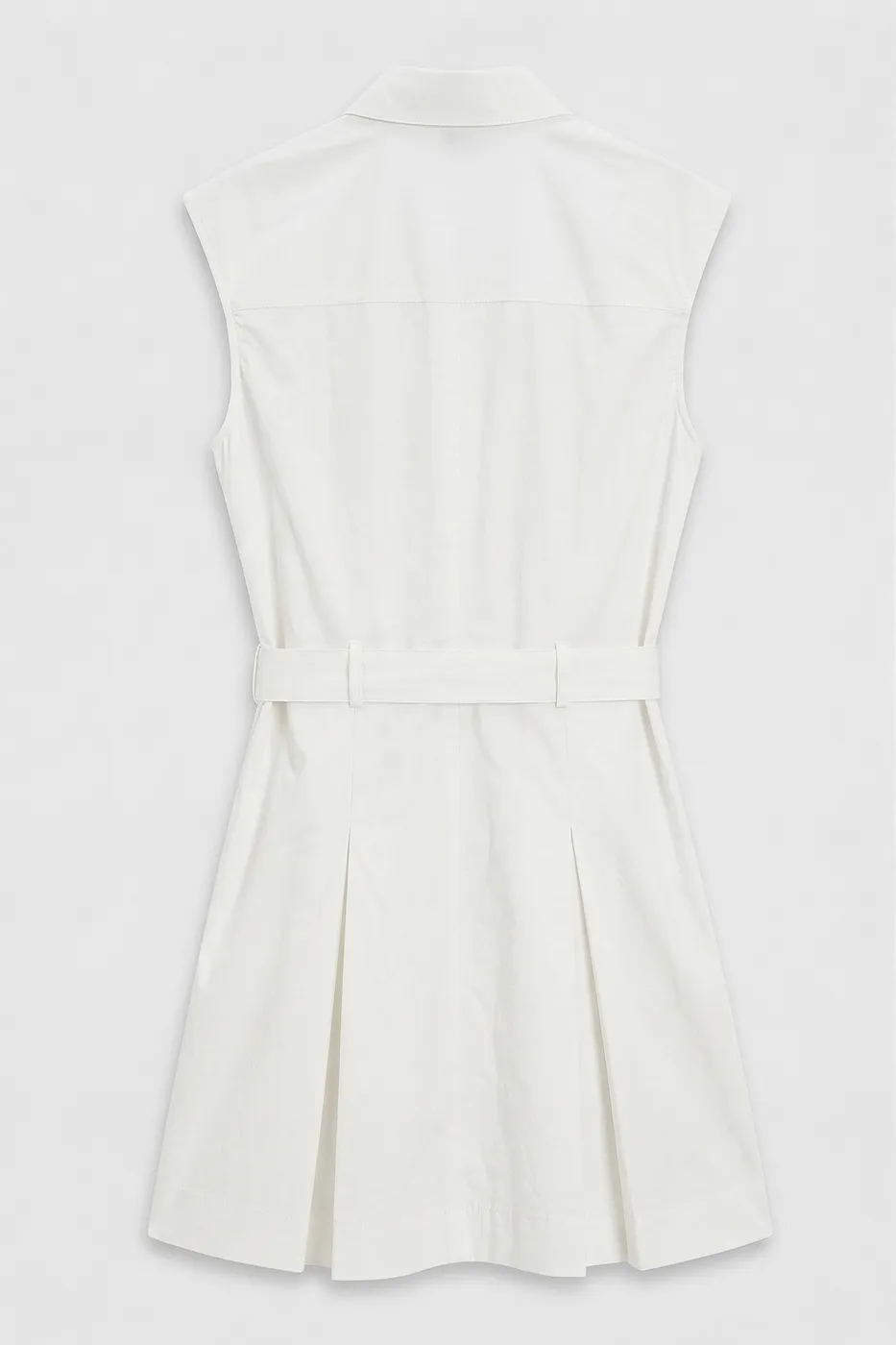 Bayan Ekru %100 Cotton Pileli Mini Gömlek Elbise