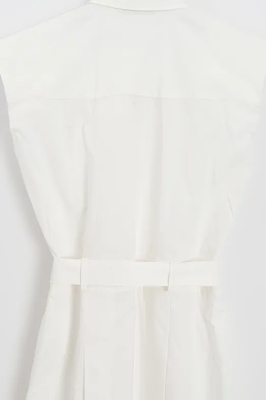 Bayan Ekru %100 Cotton Pileli Mini Gömlek Elbise - BSL